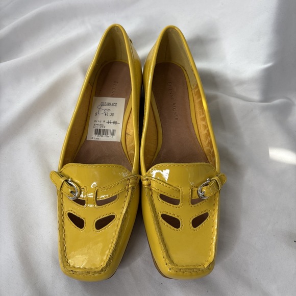 Etienne Aigner E-Helina Women's 8 Leather Slip On Shoes Yellow Loafer NEW - Picture 4 of 10